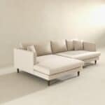 Cream Velvet L-Shaped Sectional Sofa Left Facing 9 Cream Velvet L-Shaped Sectional Sofa Left Facing