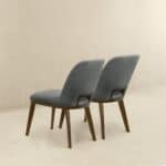 Grey Fabric Upholstered Dining Chairs with Walnut Base (Set of 2) 11 Grey Fabric Upholstered Dining Chairs with Walnut Base (Set of 2)