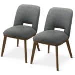 Grey Fabric Upholstered Dining Chairs with Walnut Base (Set of 2) 8 Grey Fabric Upholstered Dining Chairs with Walnut Base (Set of 2)