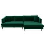 Green Velvet L-Shaped Sectional Sofa Right Facing 7 Green Velvet L-Shaped Sectional Sofa Right Facing