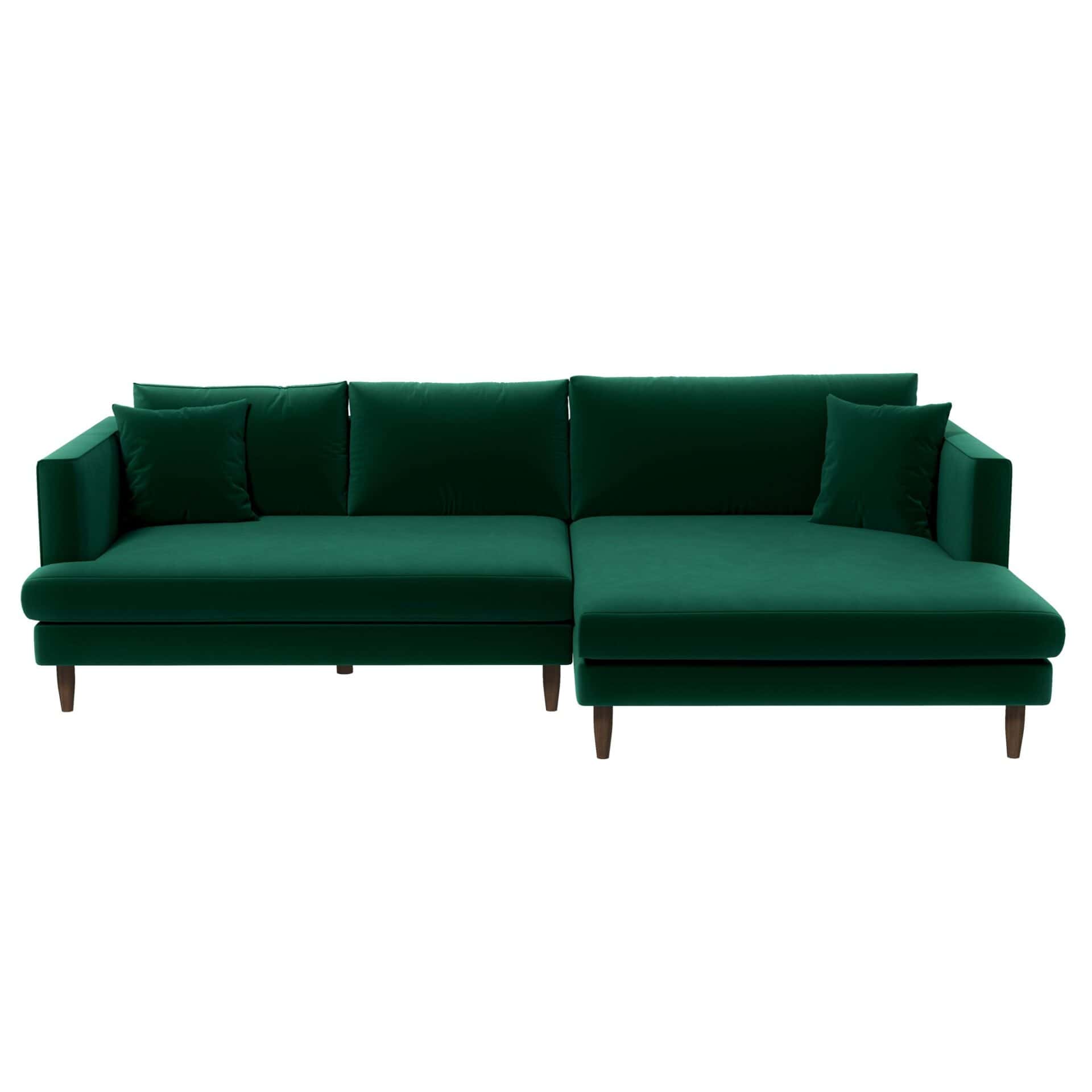 Green Velvet L-Shaped Sectional Sofa Right Facing 1 Green Velvet L-Shaped Sectional Sofa Right Facing