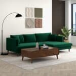 Green Velvet L-Shaped Sectional Sofa Right Facing 8 Green Velvet L-Shaped Sectional Sofa Right Facing