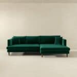 Green Velvet L-Shaped Sectional Sofa Right Facing 12 Green Velvet L-Shaped Sectional Sofa Right Facing