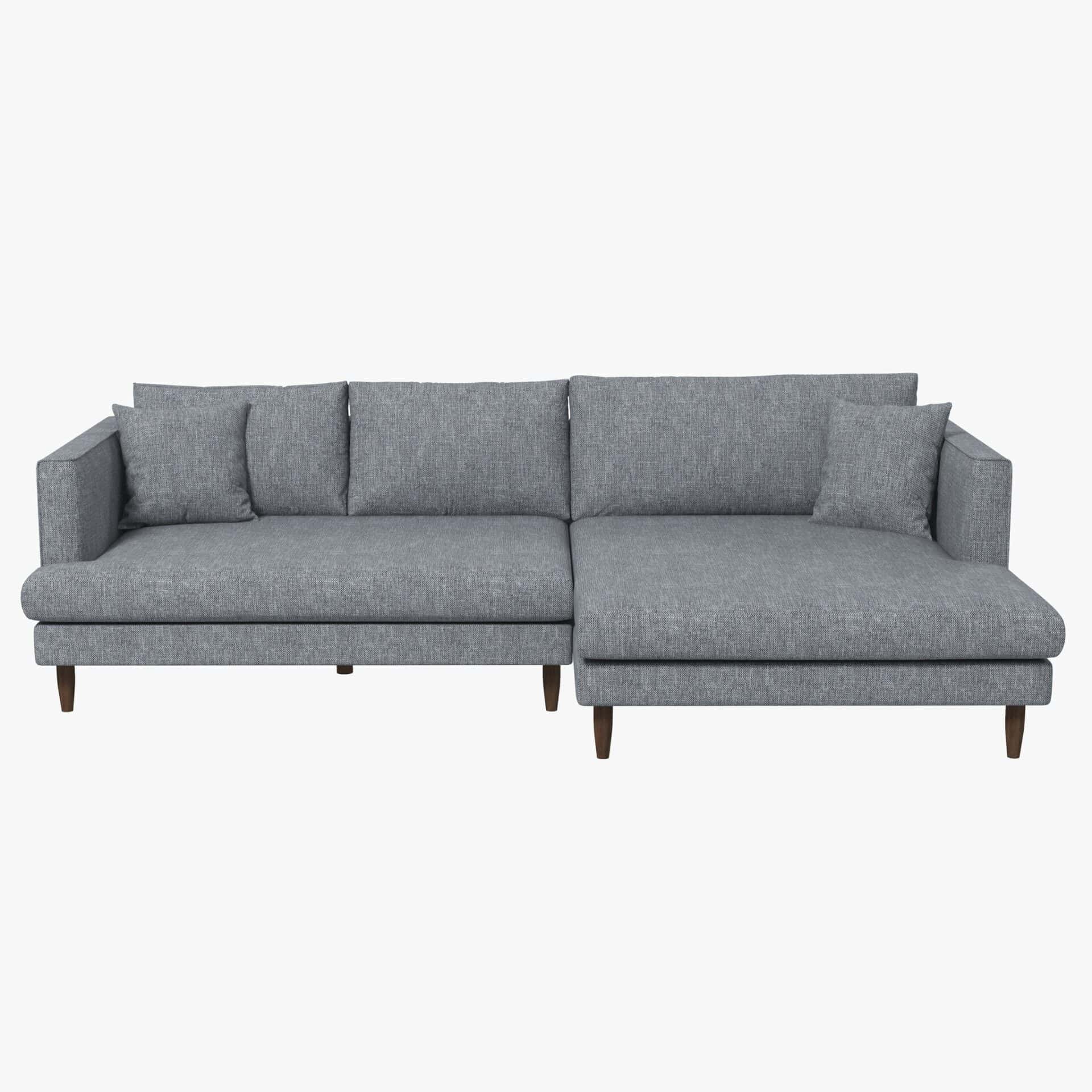 Grey Linen L-Shaped Sectional Sofa Right Facing 1 Grey Linen L-Shaped Sectional Sofa Right Facing