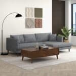 Grey Linen L-Shaped Sectional Sofa Right Facing 8 Grey Linen L-Shaped Sectional Sofa Right Facing