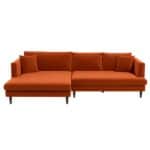 Orange Velvet L-Shaped Sectional Sofa Right Facing 7 Orange Velvet L-Shaped Sectional Sofa Right Facing