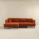 Orange Velvet L-Shaped Sectional Sofa Right Facing 12 Orange Velvet L-Shaped Sectional Sofa Right Facing
