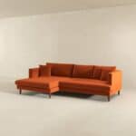 Orange Velvet L-Shaped Sectional Sofa Right Facing 11 Orange Velvet L-Shaped Sectional Sofa Right Facing