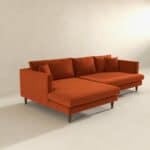 Orange Velvet L-Shaped Sectional Sofa Right Facing 10 Orange Velvet L-Shaped Sectional Sofa Right Facing