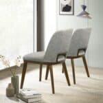 Light Grey Fabric Upholstered Dining Chairs with Wood Base (Set of 2) 10 Light Grey Fabric Upholstered Dining Chairs with Wood Base (Set of 2)