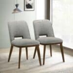 Light Grey Fabric Upholstered Dining Chairs with Wood Base (Set of 2) 9 Light Grey Fabric Upholstered Dining Chairs with Wood Base (Set of 2)