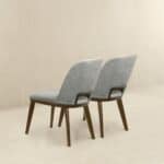 Light Grey Fabric Upholstered Dining Chairs with Wood Base (Set of 2) 11 Light Grey Fabric Upholstered Dining Chairs with Wood Base (Set of 2)