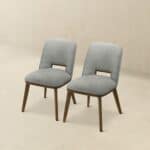 Light Grey Fabric Upholstered Dining Chairs with Wood Base (Set of 2) 13 Light Grey Fabric Upholstered Dining Chairs with Wood Base (Set of 2)