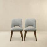 Light Grey Fabric Upholstered Dining Chairs with Wood Base (Set of 2) 14 Light Grey Fabric Upholstered Dining Chairs with Wood Base (Set of 2)