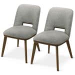 Light Grey Fabric Upholstered Dining Chairs with Wood Base (Set of 2) 8 Light Grey Fabric Upholstered Dining Chairs with Wood Base (Set of 2)