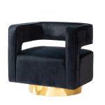 Blanca Black Velvet Swivel Barrel Accent Chair 7 Blanca Black Velvet Swivel Barrel Accent Chair