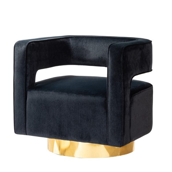 Blanca Black Velvet Swivel Barrel Accent Chair 1
