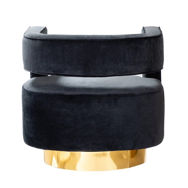 Blanca Black Velvet Swivel Barrel Accent Chair 3