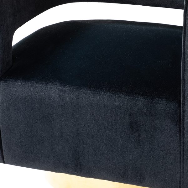 Blanca Black Velvet Swivel Barrel Accent Chair 4