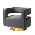 Blanca Grey Velvet Swivel Barrel Accent Chair 7 Blanca Grey Velvet Swivel Barrel Accent Chair