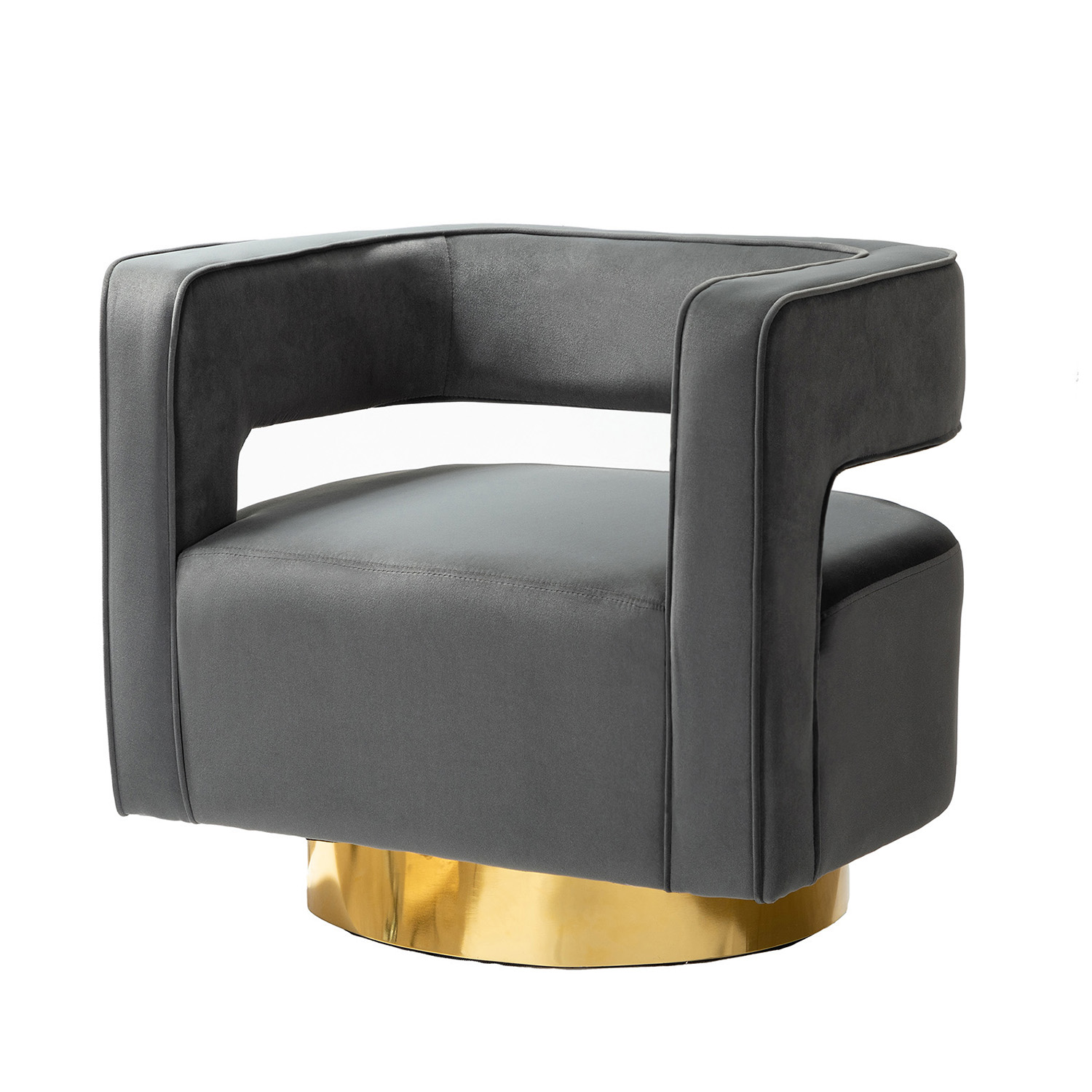 Blanca Grey Velvet Swivel Barrel Accent Chair 2 Blanca Grey Velvet Swivel Barrel Accent Chair - Image 2