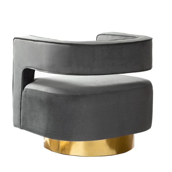 Blanca Grey Velvet Swivel Barrel Accent Chair 2