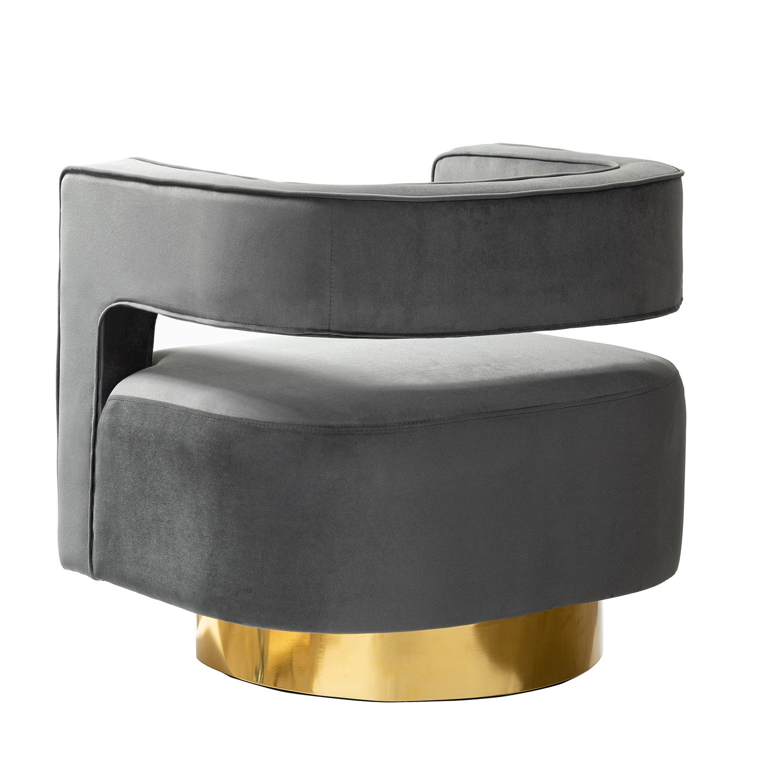 Blanca Grey Velvet Swivel Barrel Accent Chair 3 Blanca Grey Velvet Swivel Barrel Accent Chair - Image 3