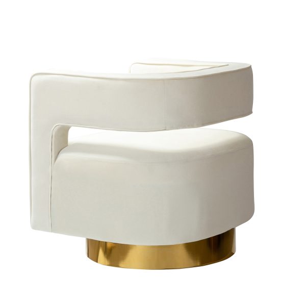 Blanca Ivory Velvet Swivel Accent Barrel Chair 2