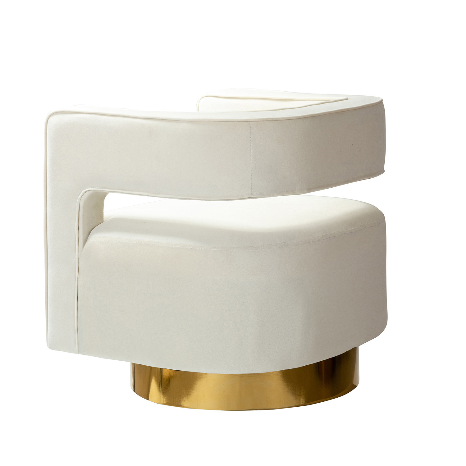 Blanca Ivory Velvet Swivel Accent Barrel Chair 3 Blanca Ivory Velvet Swivel Accent Barrel Chair - Image 3