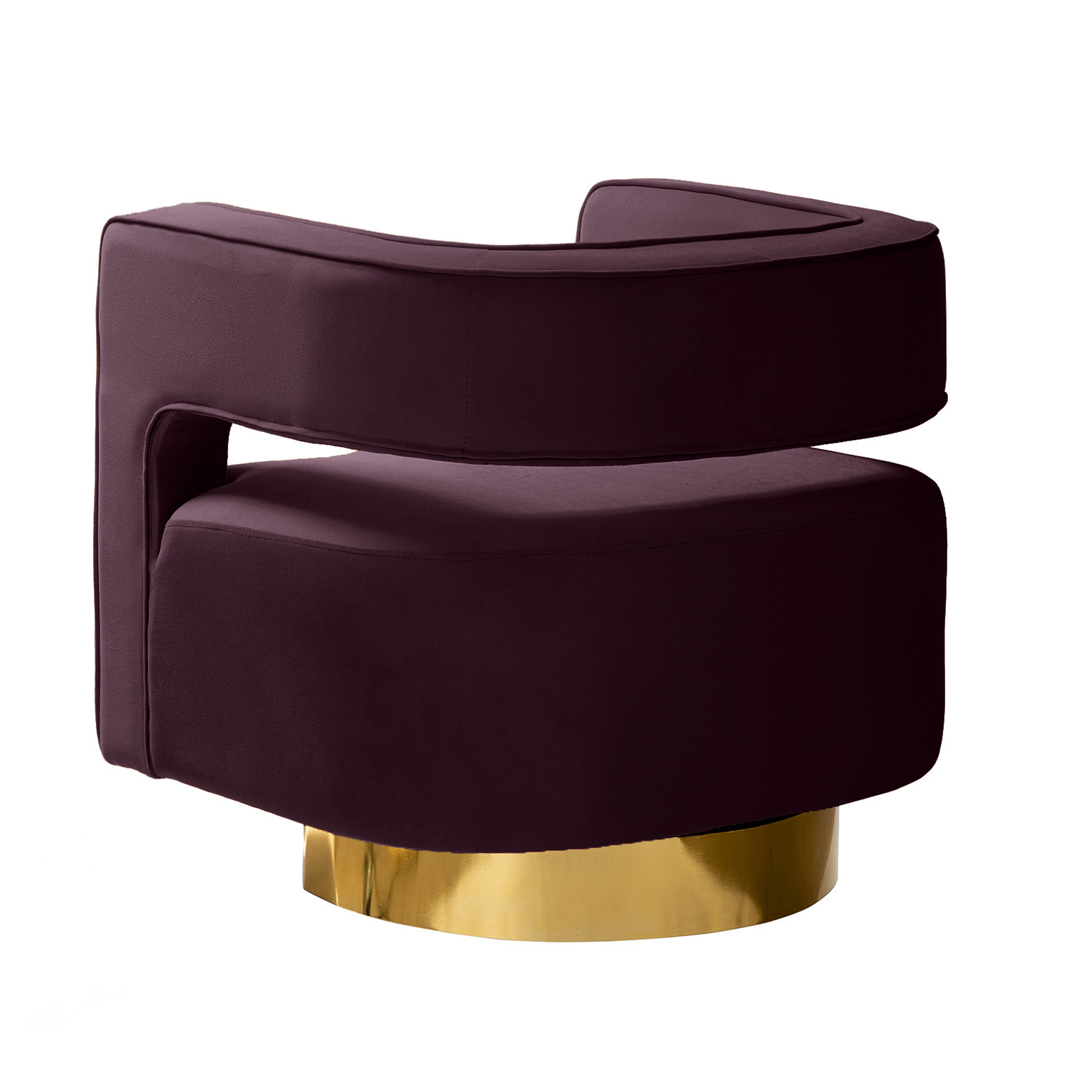 Blanca Purple Velvet Swivel Barrel Accent Chair 3 Blanca Purple Velvet Swivel Barrel Accent Chair - Image 3