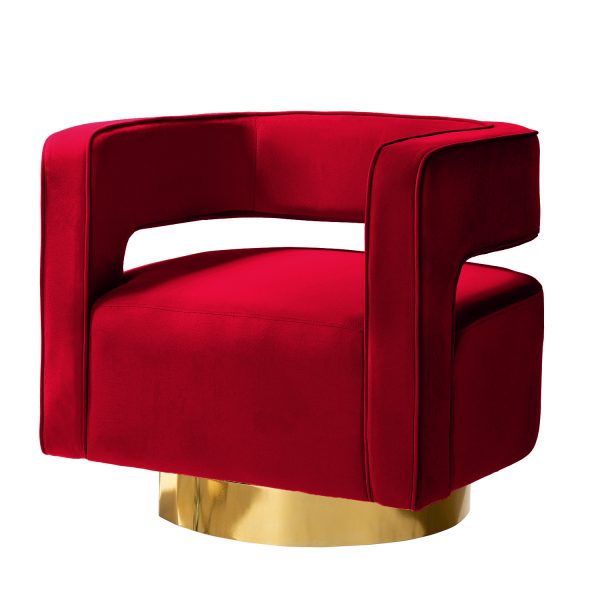 Blanca Red Velvet Swivel Barrel Accent Chair 1