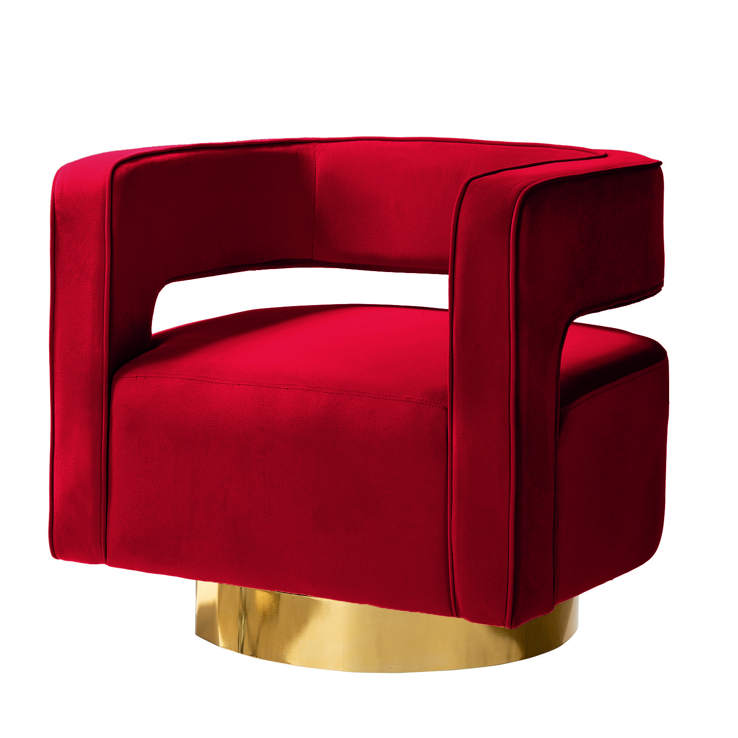Blanca Red Velvet Swivel Barrel Accent Chair 2 Blanca Red Velvet Swivel Barrel Accent Chair - Image 2