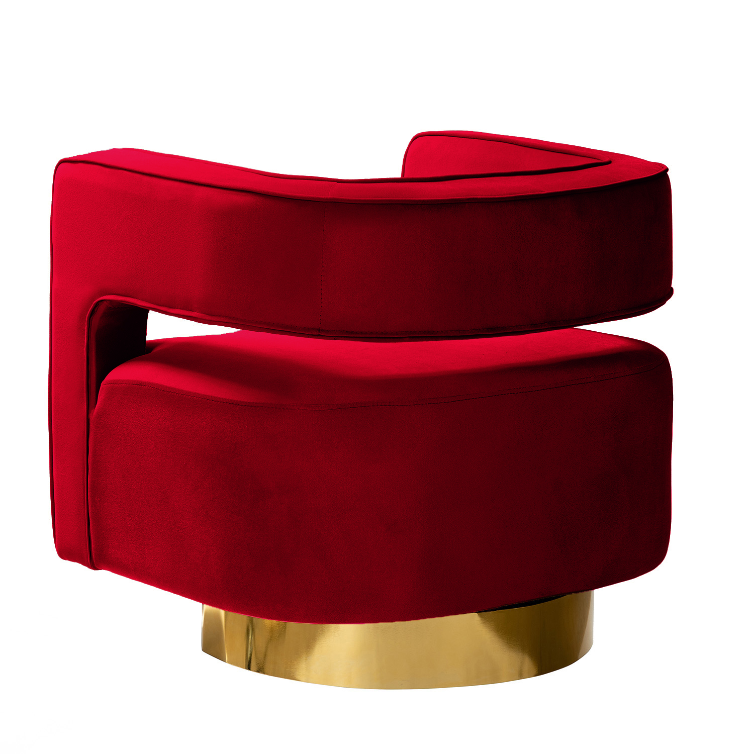 Blanca Red Velvet Swivel Barrel Accent Chair 3 Blanca Red Velvet Swivel Barrel Accent Chair - Image 3