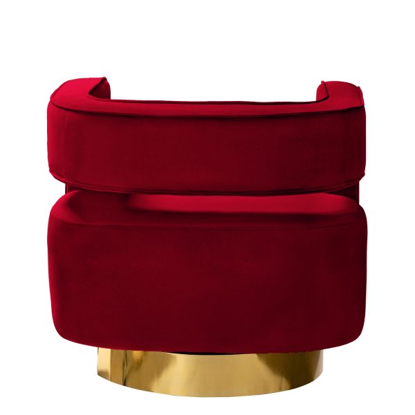Blanca Red Velvet Swivel Barrel Accent Chair 3