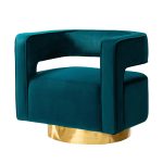 Blanca Teal Velvet Swivel Barrel Accent Chair 7 Blanca Teal Velvet Swivel Barrel Accent Chair