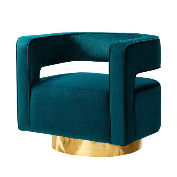 Blanca Teal Velvet Swivel Barrel Accent Chair 1