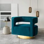 Blanca Teal Velvet Swivel Barrel Accent Chair 6 Blanca Teal Velvet Swivel Barrel Accent Chair