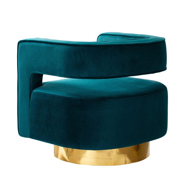 Blanca Teal Velvet Swivel Barrel Accent Chair 2