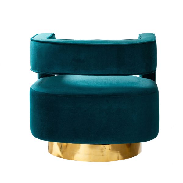 Blanca Teal Velvet Swivel Barrel Accent Chair 3