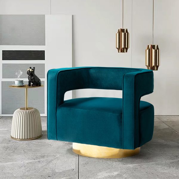 Blanca Teal Velvet Swivel Barrel Accent Chair