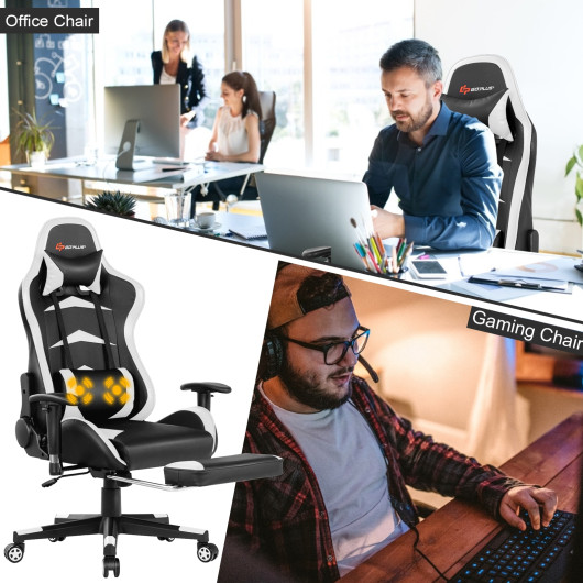 Blue Adjustable Massage Gaming Chair with Footrest and Lumbar Support 16 Blue Adjustable Massage Gaming Chair with Footrest and Lumbar Support - Image 16