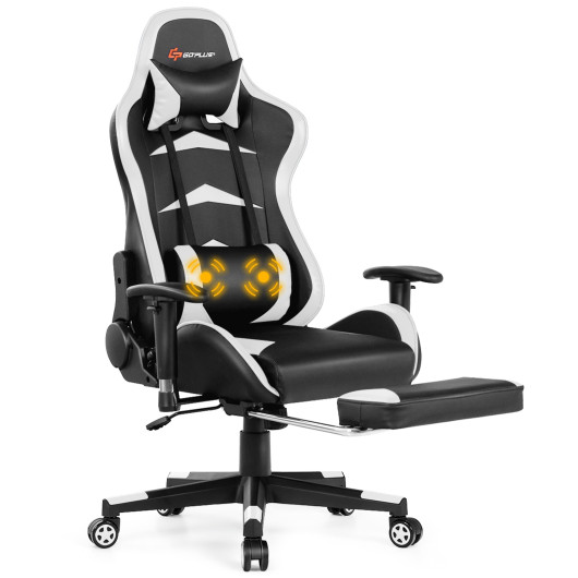 Blue Adjustable Massage Gaming Chair with Footrest and Lumbar Support 18 Blue Adjustable Massage Gaming Chair with Footrest and Lumbar Support - Image 18