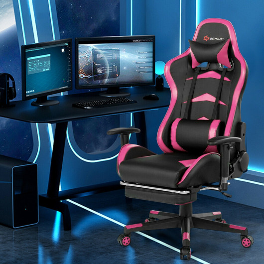 Blue Adjustable Massage Gaming Chair with Footrest and Lumbar Support 8 Blue Adjustable Massage Gaming Chair with Footrest and Lumbar Support - Image 8