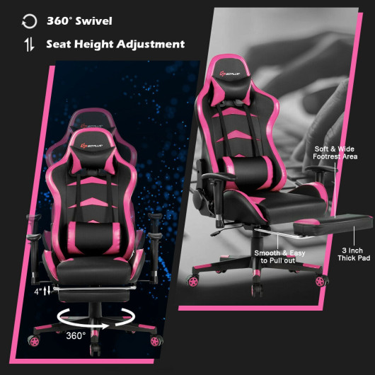 Blue Adjustable Massage Gaming Chair with Footrest and Lumbar Support 9 Blue Adjustable Massage Gaming Chair with Footrest and Lumbar Support - Image 9