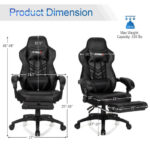 Blue Ergonomic Adjustable Gaming Chair with Footrest and Headrest