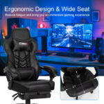 Blue Ergonomic Adjustable Gaming Chair with Footrest and Headrest