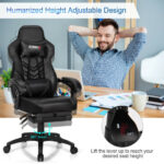 Blue Ergonomic Adjustable Gaming Chair with Footrest and Headrest