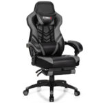 Blue Ergonomic Adjustable Gaming Chair with Footrest and Headrest