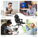 Blue Ergonomic Adjustable Gaming Chair with Footrest and Headrest
