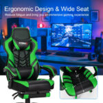 Blue Ergonomic Adjustable Gaming Chair with Footrest and Headrest